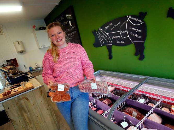 Het begon als een studieopdracht, nu heeft Jamie (22) een eigen winkeltje in Herwijnen: ‘Boerderijvlees is in trek’ 