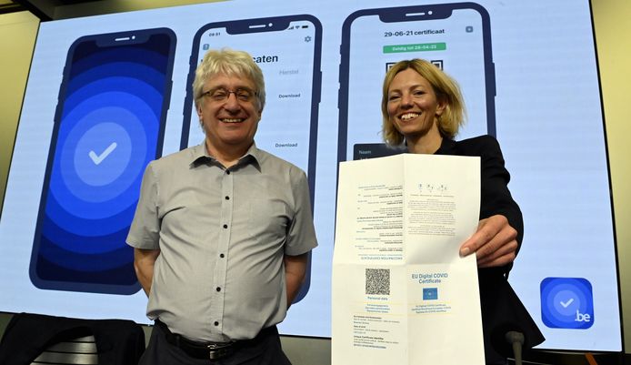 Frank Robben, topman van het eHealth-platform van de federale overheid, bij de lancering van de CovidSafe-app.