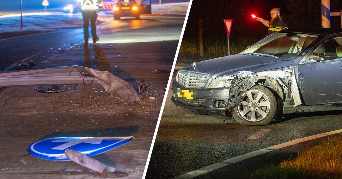 Jonge automobilist onder invloed veroorzaakt ravage op rotonde bij Schalkhaar