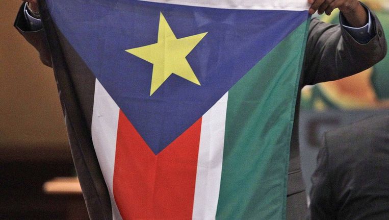 Zuid-Sudanese vlag. Beeld ap
