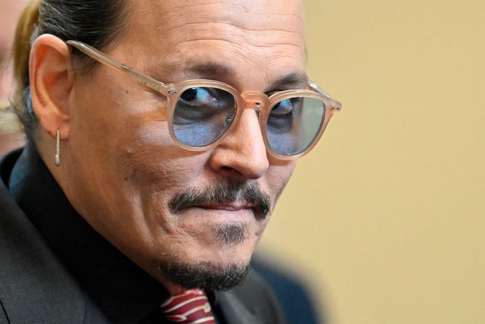 Acteur Johnny Depp in de rechtszaal in Fairfax in de Amerikaanse staat Virginia.