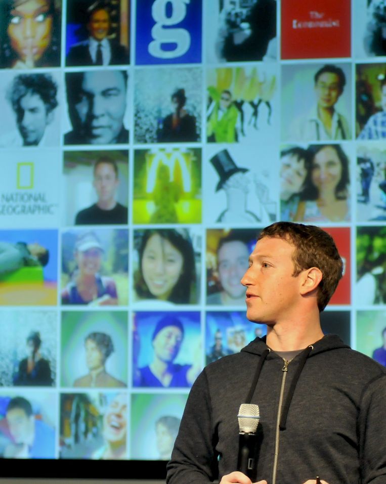 Mark Zuckerberg op het hoofdkantoor van Facebook. Beeld afp