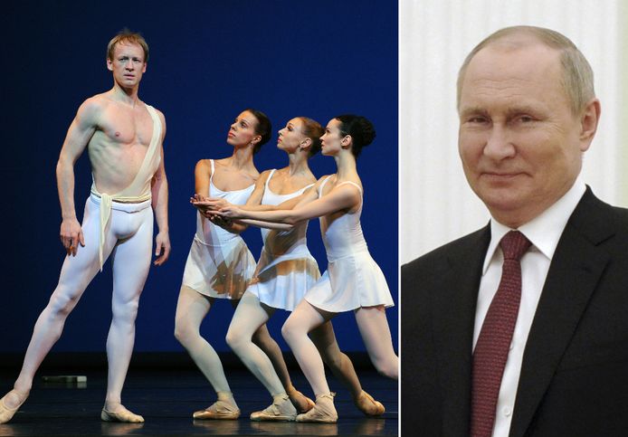 Igor Zelensky toen hij als balletdanser actief was in Moskou (links) en Vladimir Poetin