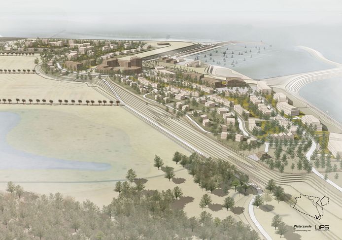 Impressie van het masterplan Waterzande in Perkpolder