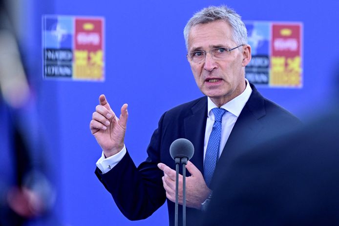 Jens Stoltenberg, secretaris-generaal van de NAVO bij zijn aankomst op de NAVO-top in Madrid.