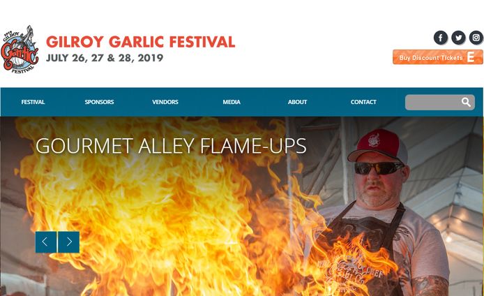 De website van het Gilroy Garlic Festival