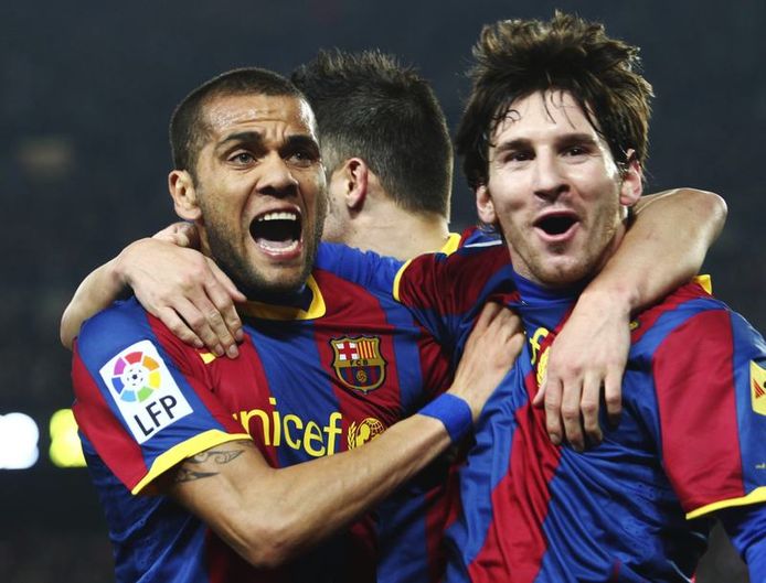 Dani Alves en Lionel Messi.