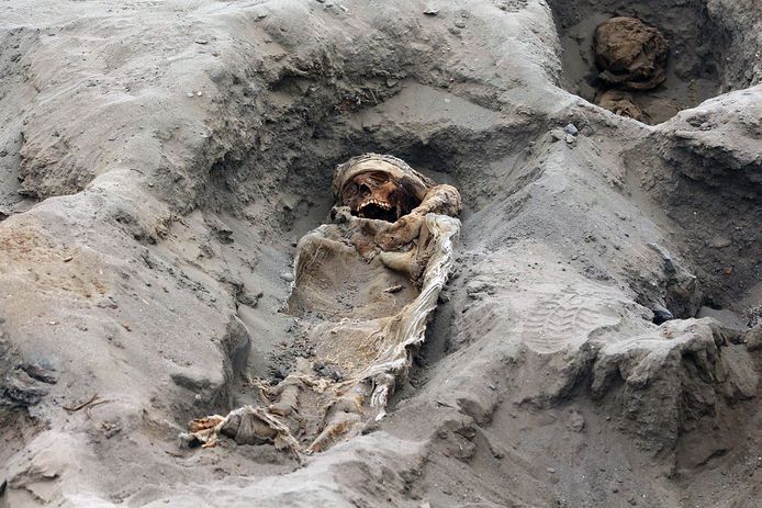 Eén van de gevonden lichamen in Peru.