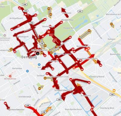 Grote verkeersdrukte in Haagse binnenstad vanwege concert Muse op Malieveld