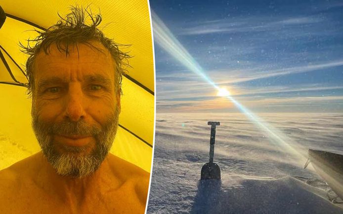 De laatste foto die Dixie Dansercoer van zichzelf postte op zijn blog. Hij dateert van zaterdagavond laat. Rechts het uitzicht tijdens de expeditie op Groenland.