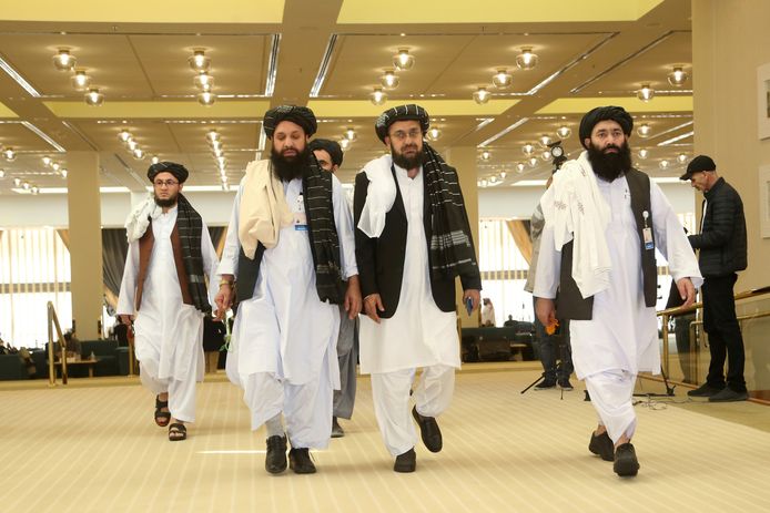 Een delegatie van de taliban in Qatar voor overleg met de Amerikanen in februari 2020