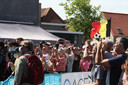 BK wielrennen in Middelkerke. Foto: supporters tijdens de ploegvoorstelling