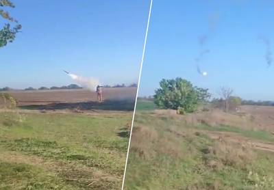 Beelden tonen hoe Oekraïense soldaat Russische raket uit de lucht schiet