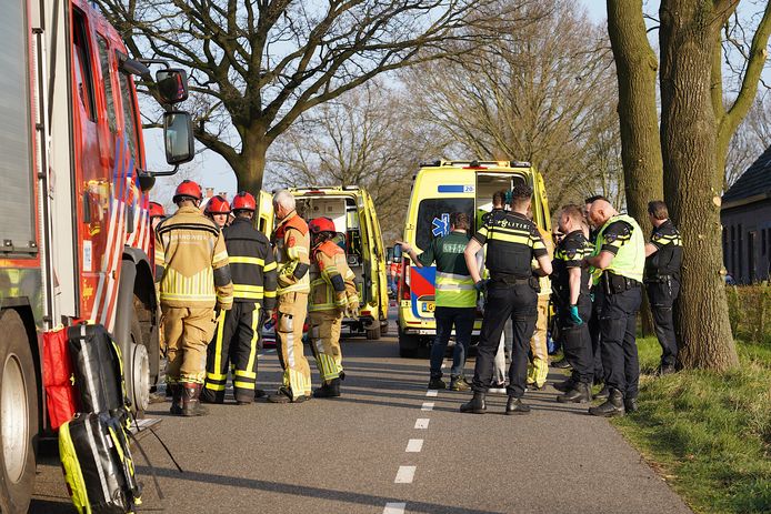 Hulpdiensten waren zaterdag massaal aanwezig op de Oude Bredasebaan, waar die middag een auto tegen een boom botste.