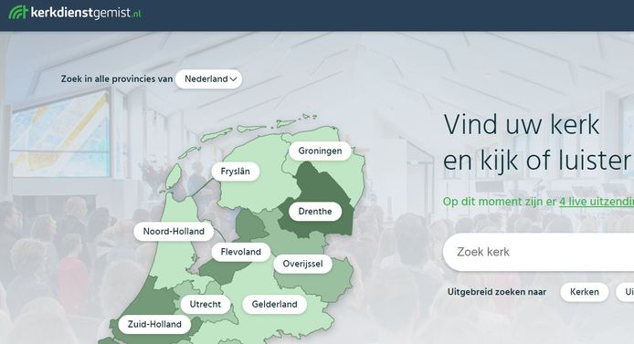 Screenshot van kerkdienstgemist.nl