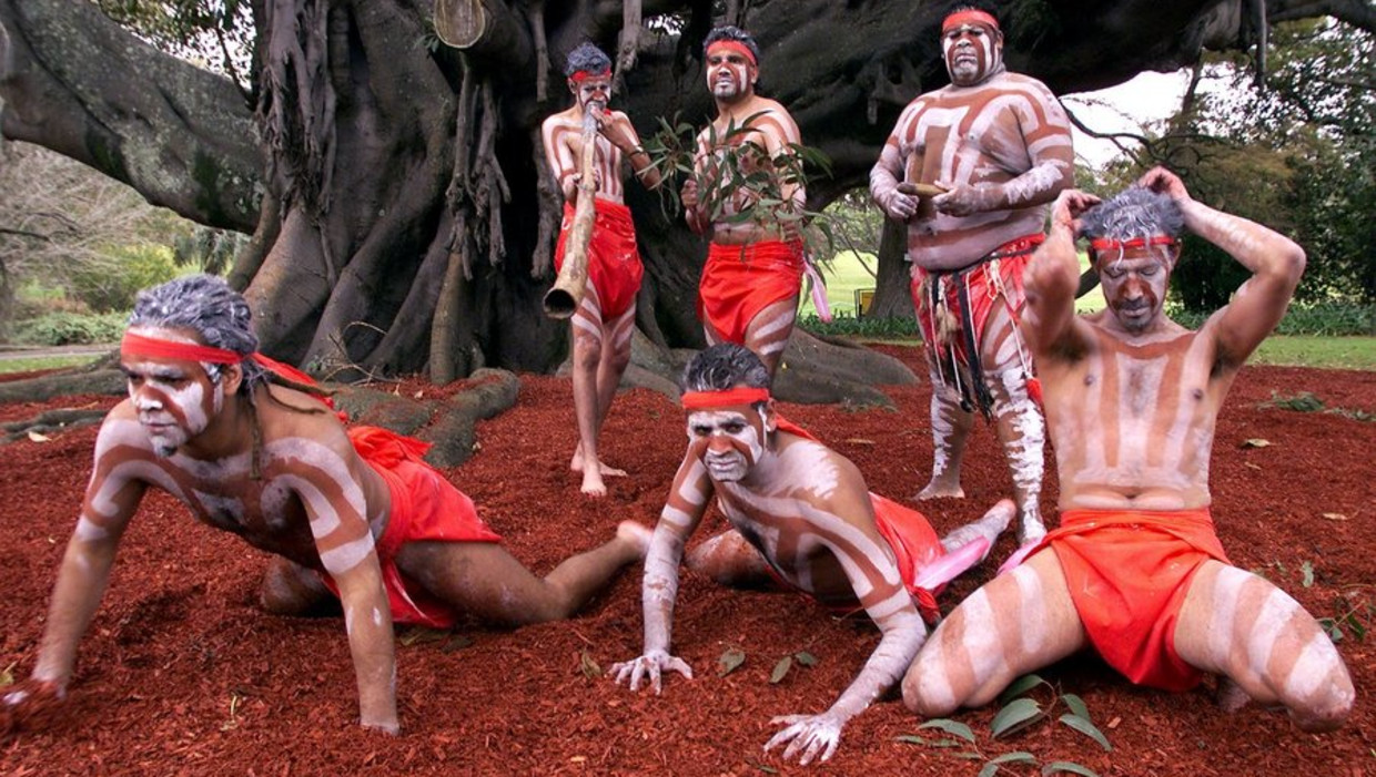 Aboriginals vandaag de dag zijn de nazaten van de eerste bewoners van Australië Beeld afp