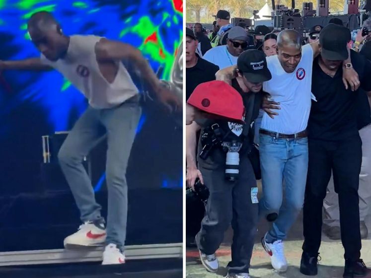 Rapper Kid Cudi breekt zijn enkel na sprong van podium