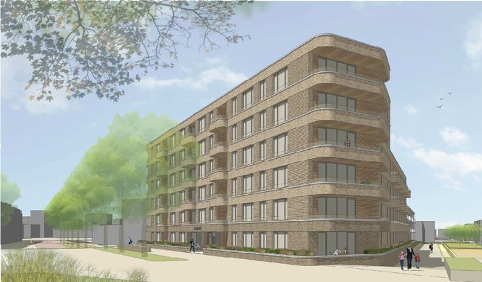 Impressie van 67 appartementen aan de Watermolenwal/Torenstraat in Helmond. Deze komen voor de bestaande parkeergarage van de City Sporthal.