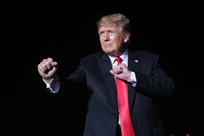 Donald Trump eerder deze maand tijdens een verkiezingsbijeenkomst in Des Moines, Iowa.