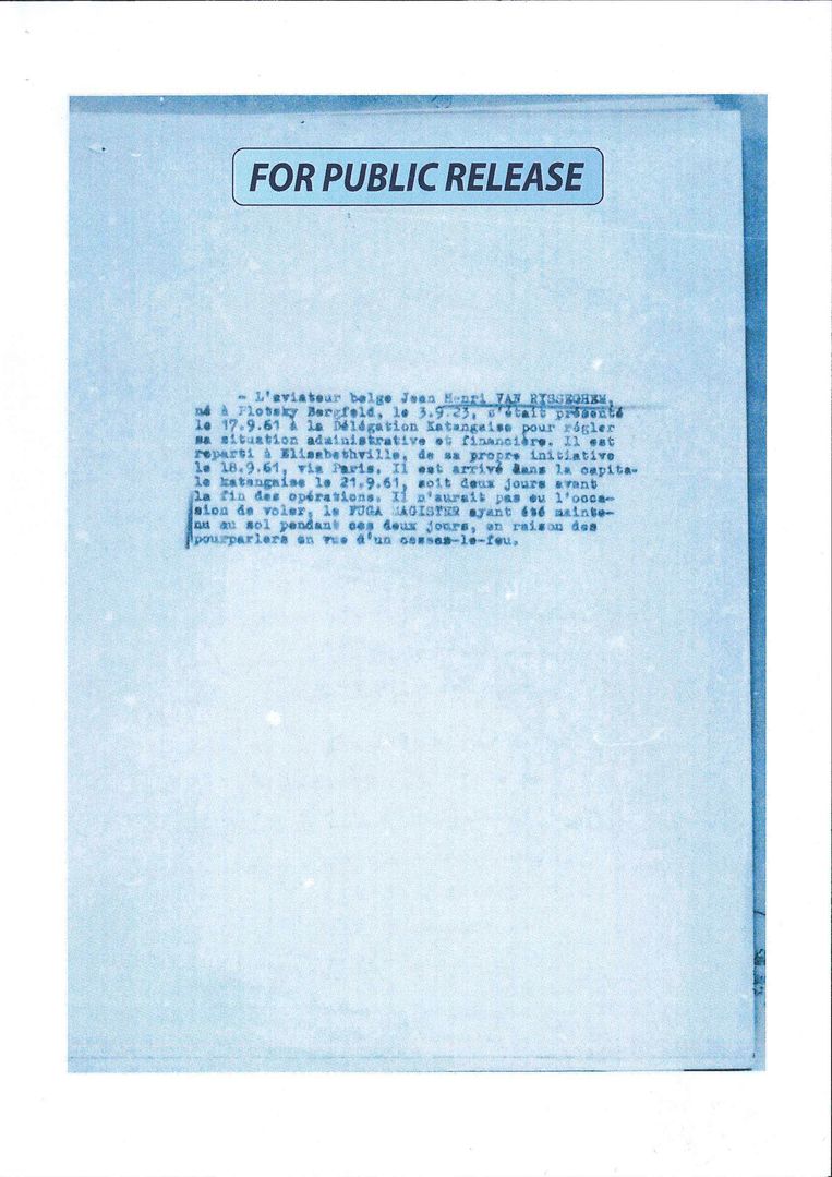 Een gedeclassifeerd document van Staatsveiligheid over Van Risseghem. Beeld RV