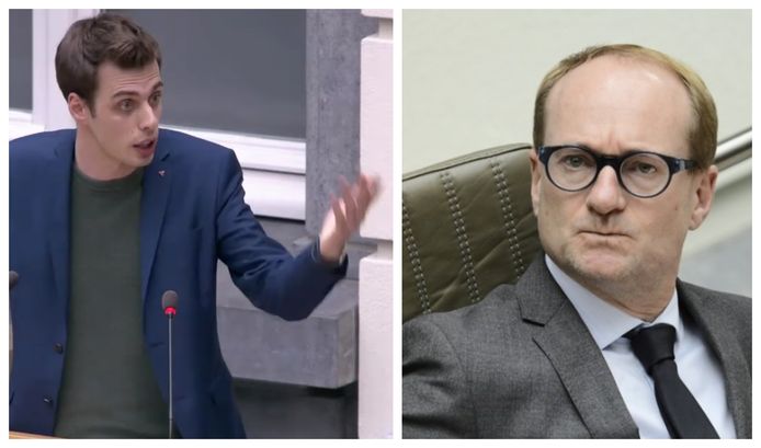 PVDA-fractieleider Jos D'Haese hekelde de dure leasingwagens van de Vlaamse regering. Foto rechts: Vlaams minister Ben Weyts beantwoordde de parlementaire vraag.