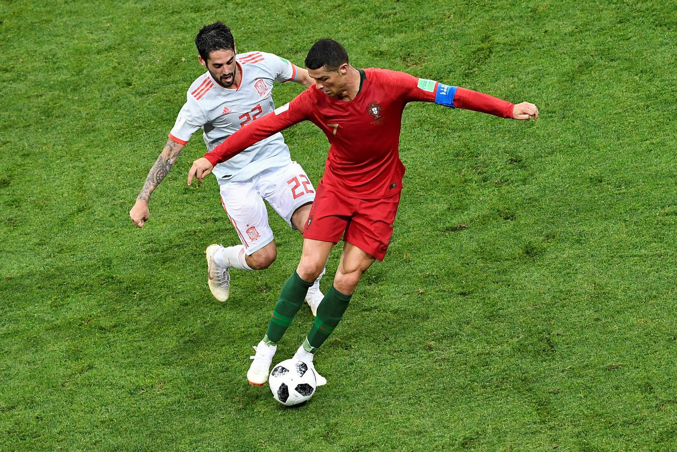 Lles Espagnols ont été menés à deux reprises, suite à un doublé de Cristiano Ronaldo