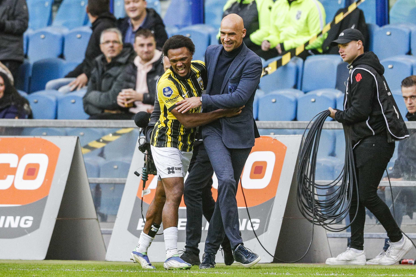 Coach Thomas Letsch met aanvaller Loïs Openda.