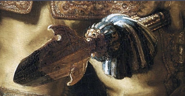 Detail uit De Nachtwacht van Rembrandt Beeld 