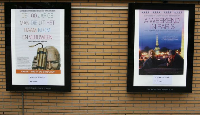 Posters aan de muur, in tijden dat het Filmhuis nog open was. In september gaat de zaal weer open.