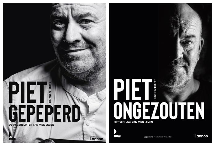 Piet Gepeperd (€ 29,99)/Piet Ongezouten (€ 25,99) of de twee boeken samen in een gesigneerde box met linnen receptenboekje (€ 75), Piet Huysentruyt, Uitgeverij Lannoo