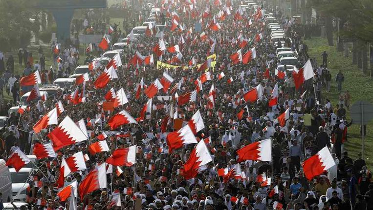 De demonstraties in Bahrein op 22 februari van dit jaar. Beeld reuters