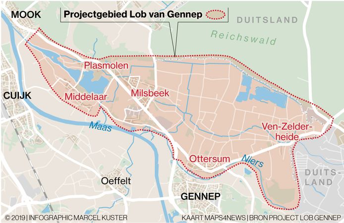 Infographic over het projectgebied Lob van Gennep