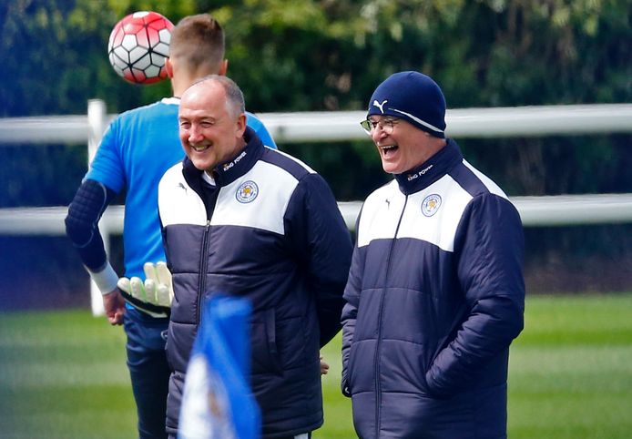 Steve Walsh (Links) met toenmalig Leicester-trainer Claudio Ranieri.