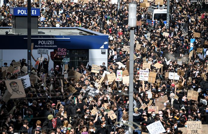 Protest in Berlijn zaterdag.