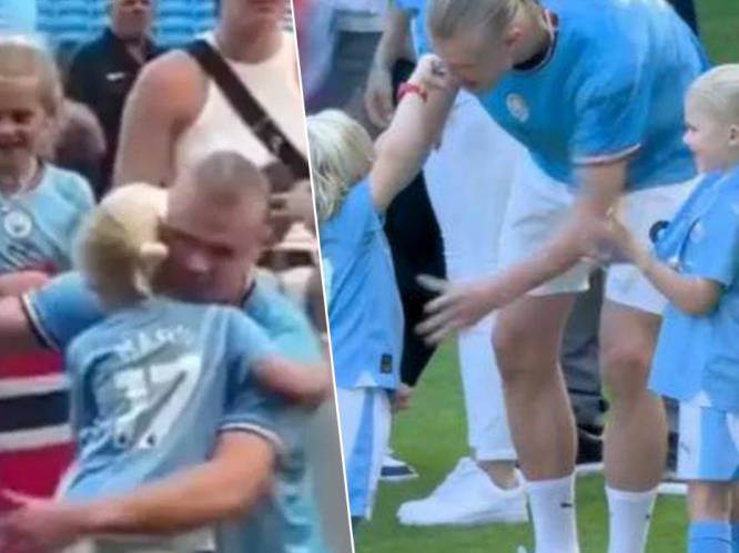 KIJK. ‘Nonkel’ Haaland knuffelt Rome en Mason De Bruyne, die sip kijkt omdat hij medaille niet krijgt