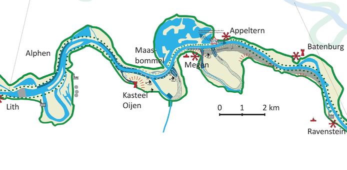 Het projectgebied van Meanderende Maas.