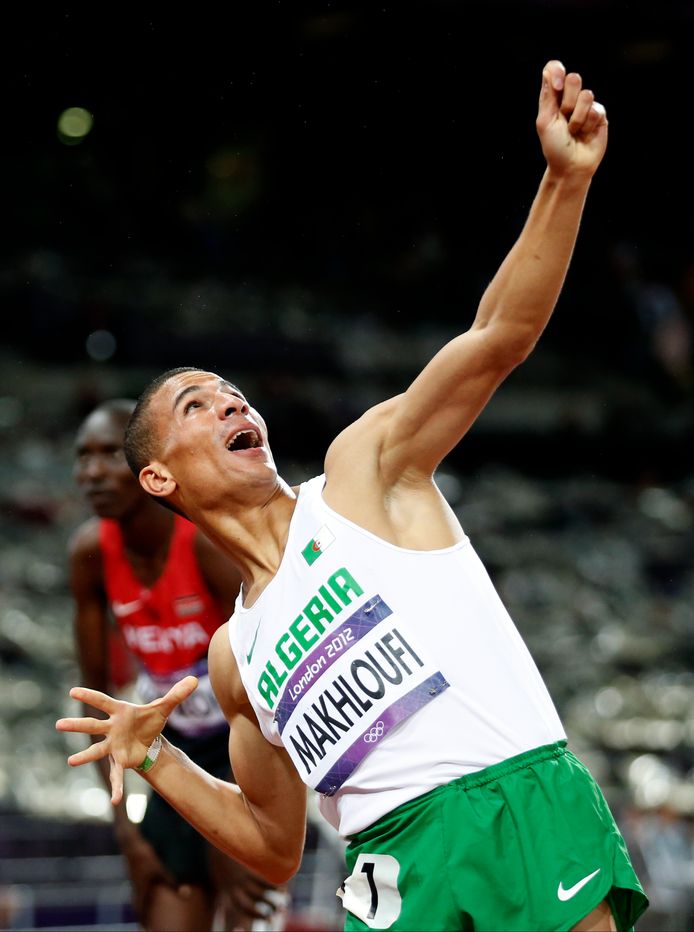 Makhloufi viert het goud op de 1.500 m in Londen.