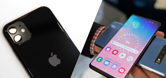 De iPhone 11 en de Samsung Galaxy S10+.