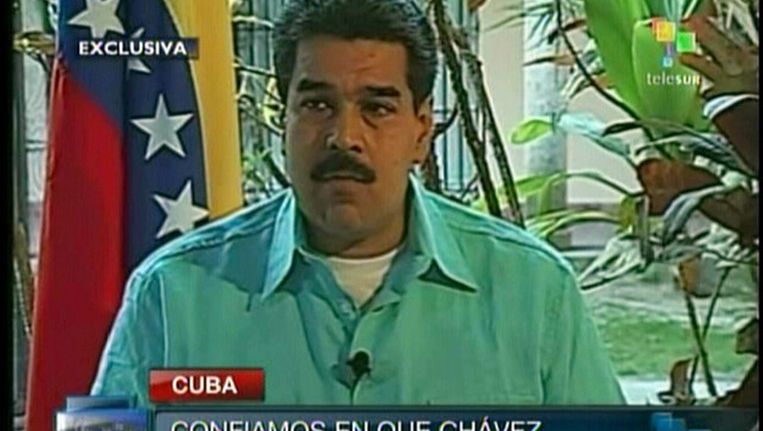 Vice-president Maduro geeft in een interview openheid over de toestand van president Chavez. Beeld afp