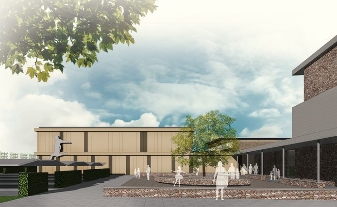 Artist impression van het nieuwe Mencia de Mendosa Lyceum in Breda.