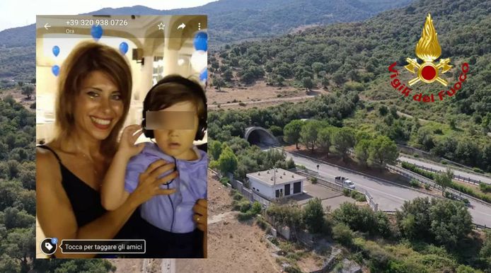 De brandweer verspreidde nog voor de vondst van het lichaam van Viviana Parisi dronefoto's van de zoektocht. Haar man Daniele Mondello deelde na de vermissing deze foto van Viviana en Gioele (4).