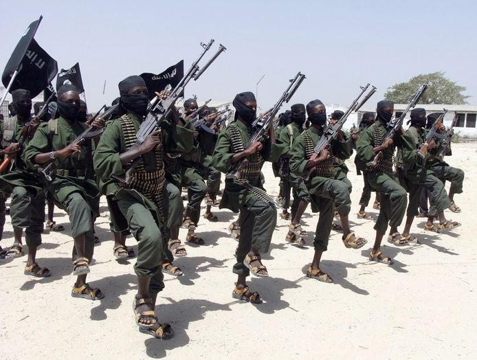 Archieffoto van een groep al-Shabaab-strijders in Somalië.