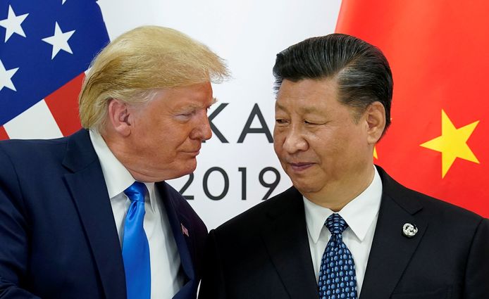 De Amerikaanse president Donald Trump en zijn Chinese tegenhanger Xi Jinping in juni 2019.