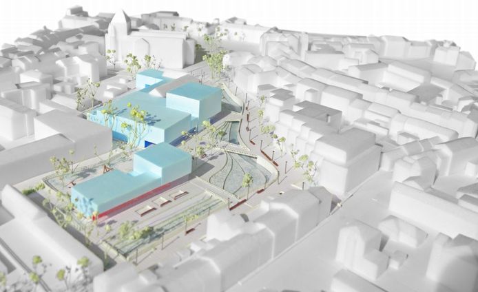 Toekomstbeeld Vroonhofsite: fietskade langs de Vleterbeek.