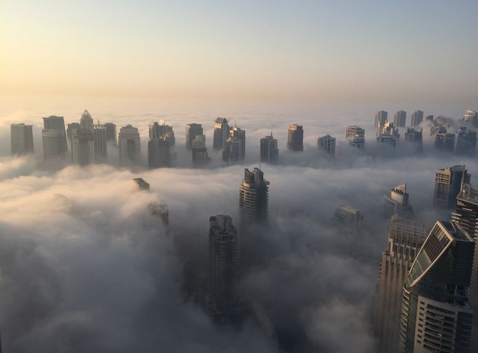 De skyline van Dubai.