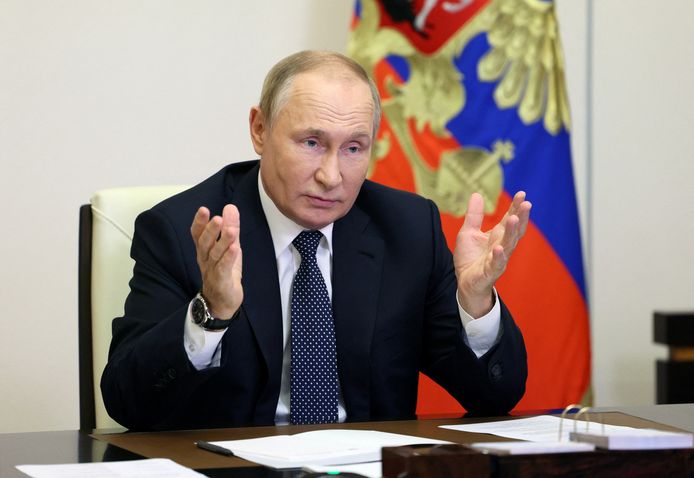 De Russische president Vladimir Poetin tijdens zijn toespraak op 5 oktober 2022.