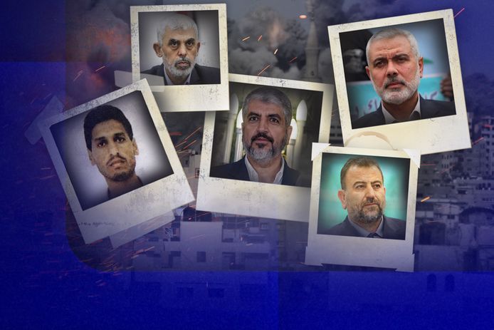 Hitlijst Hamas - Yahya Sinwar, Mohammed Deif, Ismail Haniyeh, Saleh al-Arouri, Khaled Meshaal