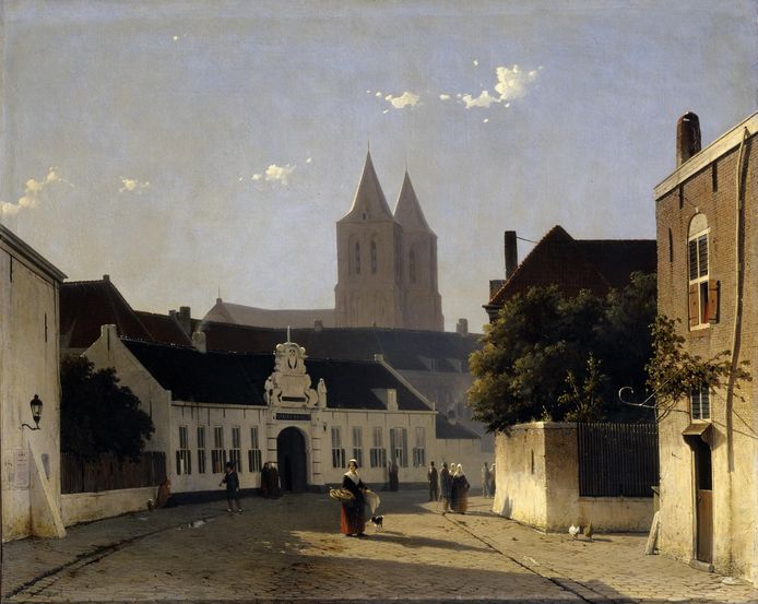 View of Arnhem, een schilderij van Jan Weissenbruch (1822-1880).