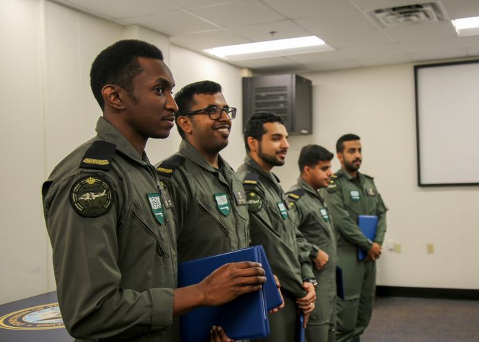Studenten van de Koninklijke Saudische Marine op de marinebasis van Pensacola, Florida (archiefbeeld).