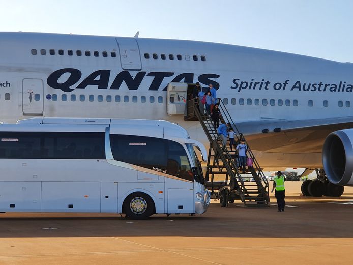 Australië haalde burgers terug uit de besmette Chinese stad Wuhan met chartervluchten van Qantas.
